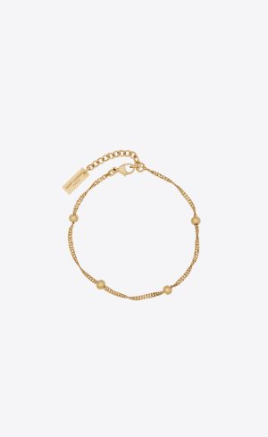 Saint Laurent Outlet Bags 44 YSL Ball And Intertwined Chain Bracelet In Metal Aged Gold | 6395870-YX