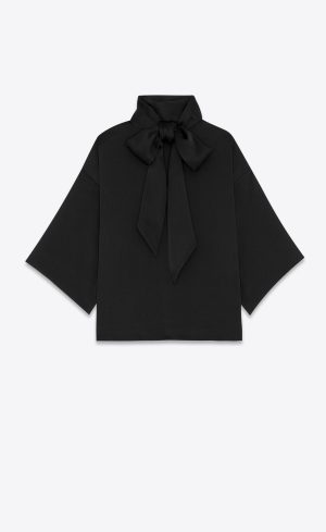 Saint Laurent Outlet Bags 38 YSL Blouse In Crepe Satin Black | 8623570-UJ