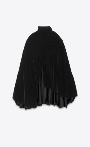 Saint Laurent Outlet Bags 30 YSL Cape In Velvet Noir | 4518036-IZ