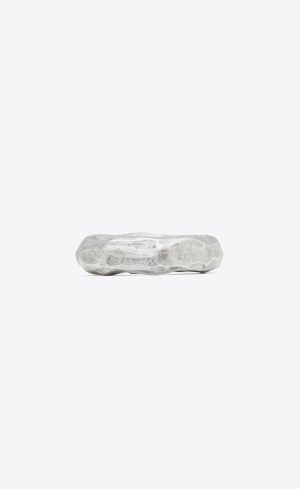 Saint Laurent Outlet Bags 36 YSL Hammered Bangle In Metal Oxidized Silver | 3247981-QJ