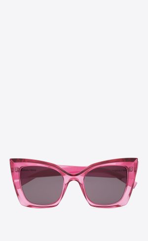 Saint Laurent Outlet Bags 21 YSL Sl 552 Transparent Cyclamen Pink And Black | 6123084-BH