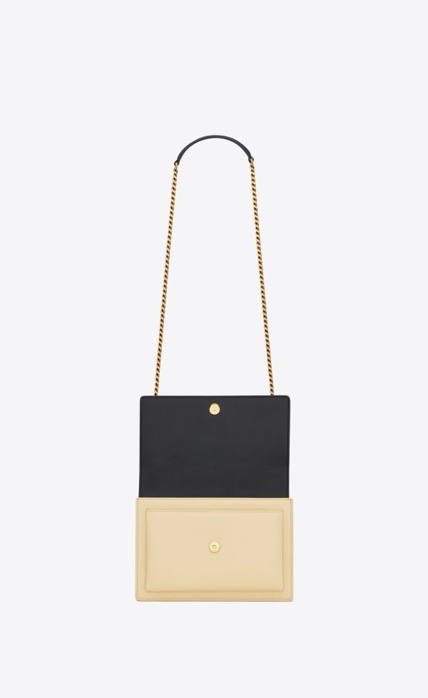 YSL Sunset Medium Chain Bag In Smooth Leather Black And Off White | 7605483-WO 7 YSL Sunset Medium Chain Bag In Smooth Leather Black And Off White | 7605483-WO - Image 4